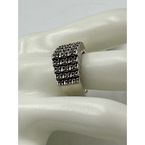 JWBR Sterling Silver‎ & Diamond 3 Tier Cocktail Anniversary Ring Size 8.5 - Picture 15 of 15